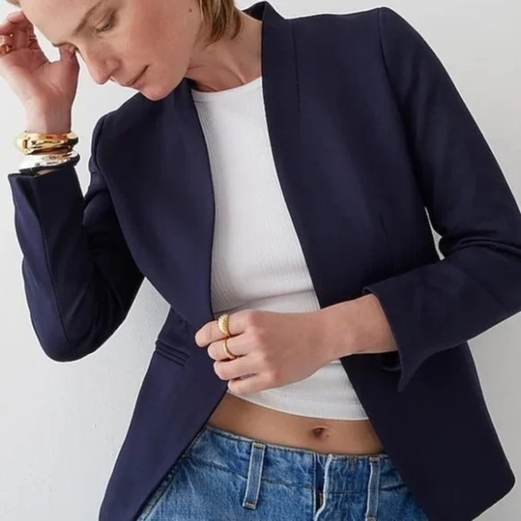 NWT J. Crew Going-out Blazer in Stretch Twill Navy size 4 - Picture 1 of 10